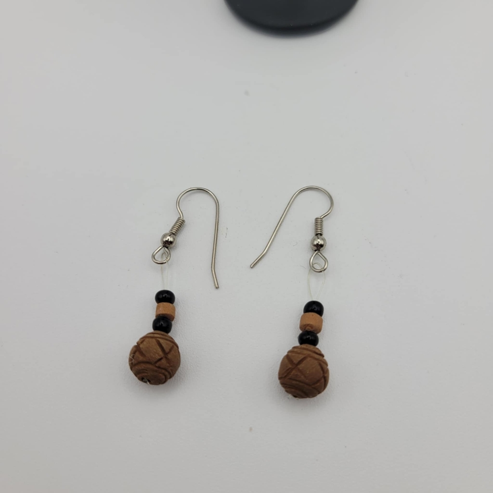 Brown and Black Beaded Earrings